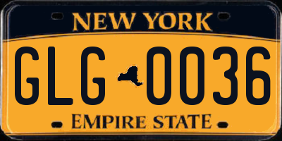 NY license plate GLG0036