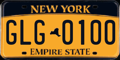 NY license plate GLG0100