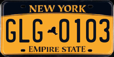 NY license plate GLG0103