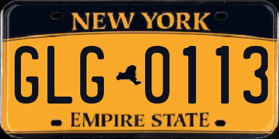 NY license plate GLG0113