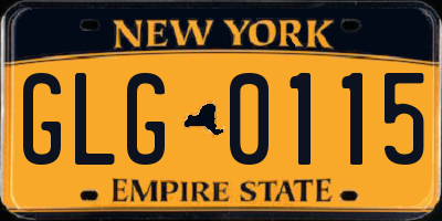 NY license plate GLG0115