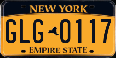 NY license plate GLG0117