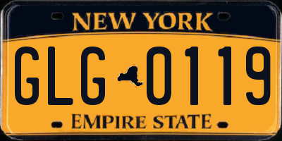 NY license plate GLG0119