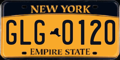 NY license plate GLG0120
