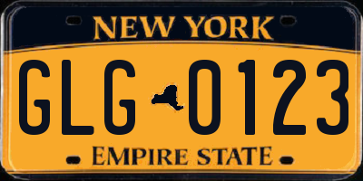 NY license plate GLG0123