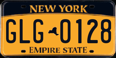 NY license plate GLG0128