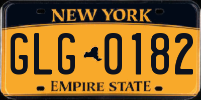 NY license plate GLG0182