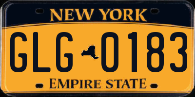 NY license plate GLG0183