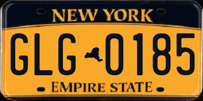 NY license plate GLG0185