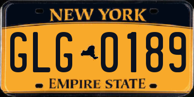 NY license plate GLG0189