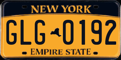NY license plate GLG0192