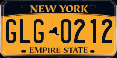 NY license plate GLG0212