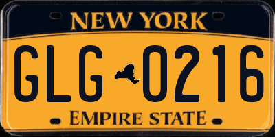 NY license plate GLG0216