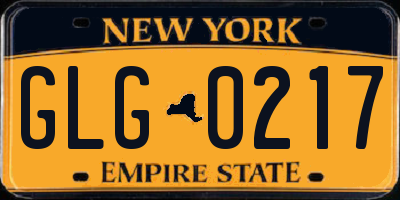 NY license plate GLG0217