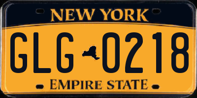 NY license plate GLG0218