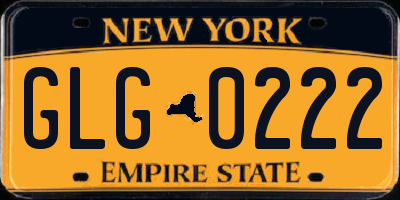 NY license plate GLG0222