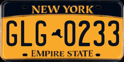 NY license plate GLG0233