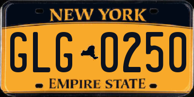 NY license plate GLG0250