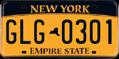 NY license plate GLG0301