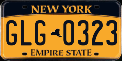 NY license plate GLG0323