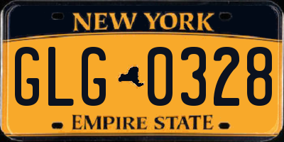 NY license plate GLG0328