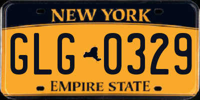 NY license plate GLG0329