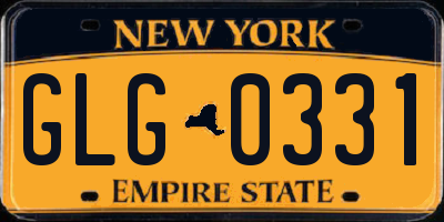 NY license plate GLG0331