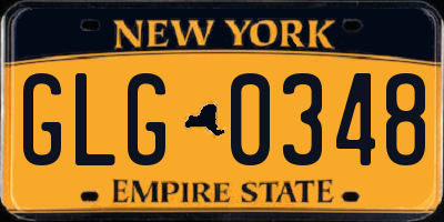 NY license plate GLG0348
