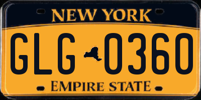 NY license plate GLG0360