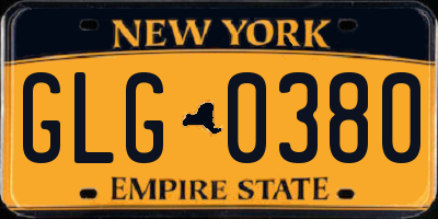 NY license plate GLG0380