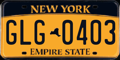 NY license plate GLG0403