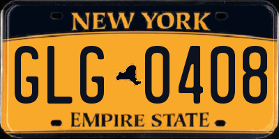 NY license plate GLG0408
