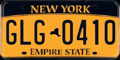 NY license plate GLG0410