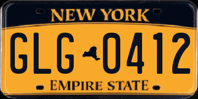 NY license plate GLG0412