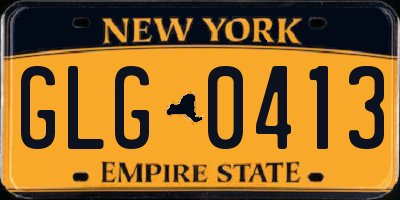 NY license plate GLG0413