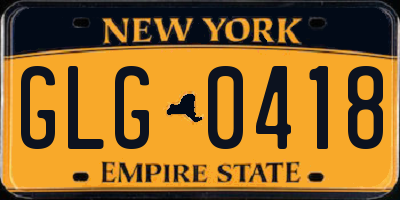 NY license plate GLG0418