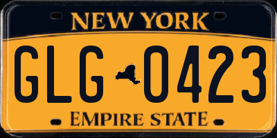 NY license plate GLG0423