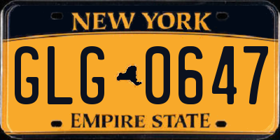 NY license plate GLG0647