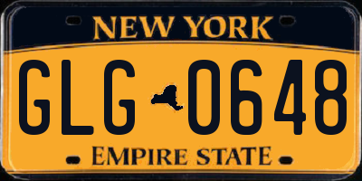 NY license plate GLG0648