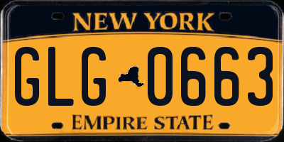 NY license plate GLG0663