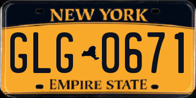 NY license plate GLG0671
