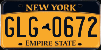 NY license plate GLG0672