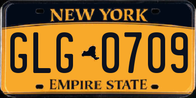 NY license plate GLG0709