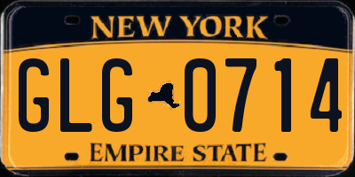 NY license plate GLG0714