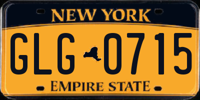 NY license plate GLG0715