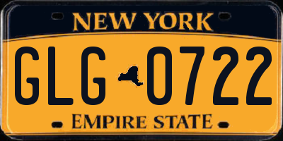 NY license plate GLG0722