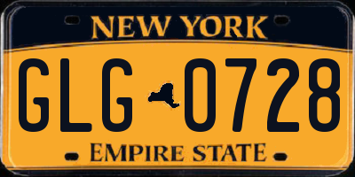 NY license plate GLG0728