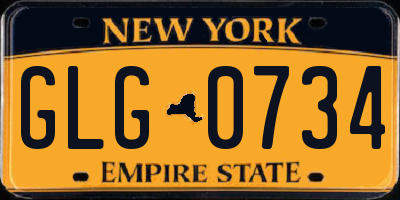 NY license plate GLG0734