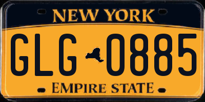 NY license plate GLG0885