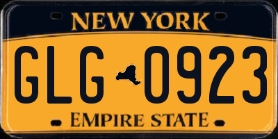 NY license plate GLG0923